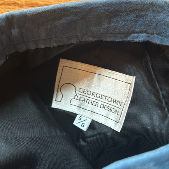 Georgetown Leather Design Blue Suede Midi Skirt - Picture 3 of 8